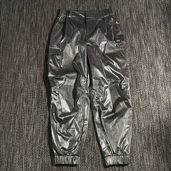 Metallic High-Waist Break Line Jogger - Silver Metallic - Picture 1 of 11